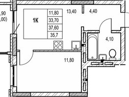 Продается 1-комнатная квартира ЖК Автограф, 33.7  м&sup2;, 6550000 рублей
