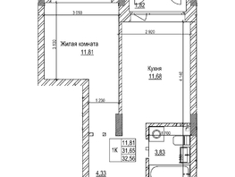 Продается 1-комнатная квартира ЖК Комсомольский проспект, дом 2, 31.6  м&sup2;, 7460000 рублей
