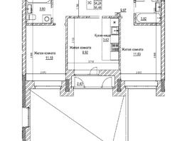 Продается 2-комнатная квартира ЖК Комсомольский проспект, дом 2, 54.2  м&sup2;, 11650000 рублей