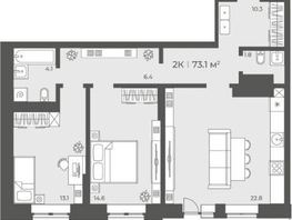 Продается 2-комнатная квартира ЖК Черемушки на Приморской, 74.24  м&sup2;, 9600000 рублей