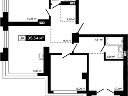 Продается 3-комнатная квартира ЖК Платина, 81.68  м&sup2;, 27591000 рублей