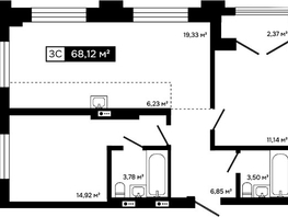 Продается 2-комнатная квартира ЖК Платина, 65.75  м&sup2;, 21085000 рублей
