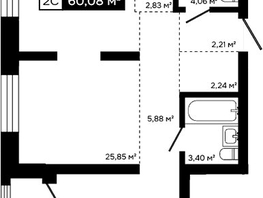 Продается 2-комнатная квартира ЖК Платина, 57.6  м&sup2;, 20594000 рублей