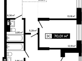 Продается 2-комнатная квартира ЖК Платина, 66.08  м&sup2;, 23476000 рублей