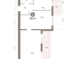 Продается 1-комнатная квартира ЖК Пшеница, дом 5.2, 80.12  м&sup2;, 10690000 рублей