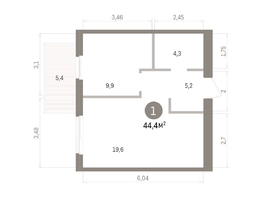 Продается 1-комнатная квартира ЖК Пшеница, дом 5.2, 44.36  м&sup2;, 6280000 рублей