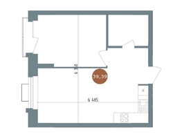 Продается 1-комнатная квартира  19/56 Кварталы Телецентра, 3, 39.39  м&sup2;, 7590000 рублей