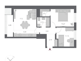 Продается 3-комнатная квартира ЖК Беринг, дом 3, 66.59  м&sup2;, 11870000 рублей