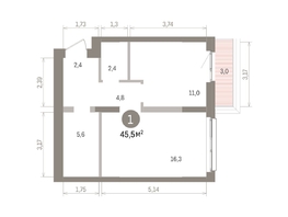 Продается 1-комнатная квартира ЖК Европейский берег, дом 32, 45.54  м&sup2;, 8790000 рублей