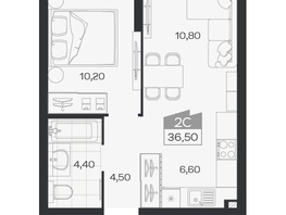 Продается 2-комнатная квартира ЖК Ясный берег, дом 33, 36.5  м&sup2;, 6036000 рублей