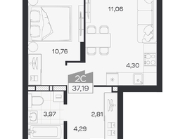 Продается 2-комнатная квартира ЖК Квартал 54, дом 1, 37.19  м&sup2;, 6926000 рублей