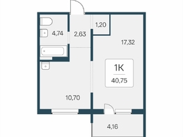 Продается 1-комнатная квартира ЖК Эко-квартал на Кедровой, дом 6, 40.75  м&sup2;, 5300000 рублей