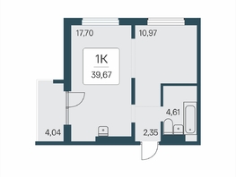 Продается 1-комнатная квартира ЖК Эко-квартал на Кедровой, дом 7, 39.67  м&sup2;, 5200000 рублей