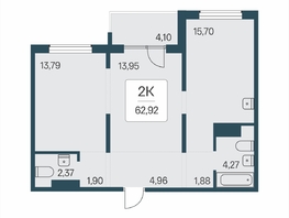 Продается 2-комнатная квартира ЖК Эко-квартал на Кедровой, дом 7, 62.92  м&sup2;, 6525000 рублей
