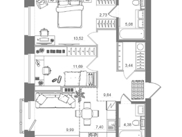 Продается 2-комнатная квартира ЖК Спектр, дом 10, 67.46  м&sup2;, 11680000 рублей