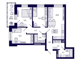 Продается 3-комнатная квартира ЖК Сподвижники, дом 1, 80.9  м&sup2;, 11200000 рублей