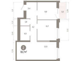 Продается 2-комнатная квартира ЖК Город на озере, 61.68  м&sup2;, 14500000 рублей
