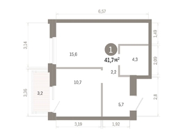 Продается 1-комнатная квартира ЖК Город на озере, 41.66  м&sup2;, 10820000 рублей