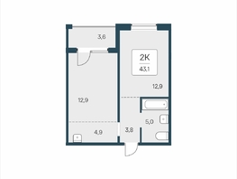 Продается 2-комнатная квартира ЖК Цветной бульвар, дом 4 сек 2, 43.1  м&sup2;, 6300000 рублей
