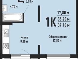 Продается 1-комнатная квартира ЖК На Невельского, 37.1  м&sup2;, 4300000 рублей