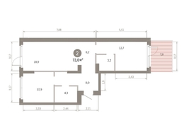 Продается 2-комнатная квартира ЖК Пшеница, 6.1, 72.95  м&sup2;, 12820000 рублей