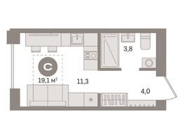 Продается Студия ЖК Пшеница, дом 2.2, 19.14  м&sup2;, 3580000 рублей