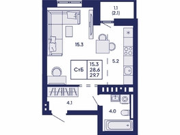 Продается Студия ЖК Горизонт, дом 2, 29.7  м&sup2;, 5500000 рублей