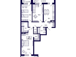Продается 3-комнатная квартира ЖК Грандо, 99.4  м&sup2;, 16290000 рублей