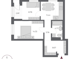 Продается 2-комнатная квартира ЖК ОСКАР, дом 3, 54  м&sup2;, 10670000 рублей