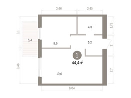 Продается 1-комнатная квартира ЖК Пшеница, дом 5.2, 44.36  м&sup2;, 6340000 рублей