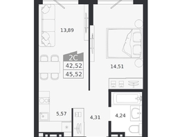 Продается 2-комнатная квартира ЖК Ясный берег, дом 20, 45.52  м&sup2;, 8087000 рублей
