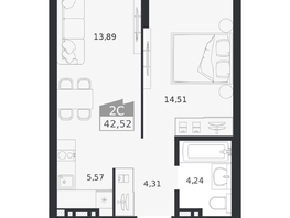 Продается 2-комнатная квартира ЖК Ясный берег, дом 20, 42.52  м&sup2;, 8108000 рублей
