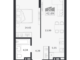 Продается 2-комнатная квартира ЖК Ясный берег, дом 20, 42.69  м&sup2;, 8181000 рублей