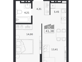Продается 2-комнатная квартира ЖК Ясный берег, дом 20, 41.38  м&sup2;, 8105000 рублей