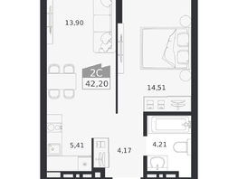 Продается 2-комнатная квартира ЖК Ясный берег, дом 20, 42.2  м&sup2;, 8219000 рублей