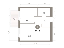 Продается 1-комнатная квартира ЖК Пшеница, дом 5.2, 44.36  м&sup2;, 6040000 рублей
