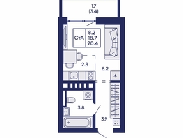Продается Студия ЖК Горизонт, дом 2, 20.4  м&sup2;, 4450000 рублей