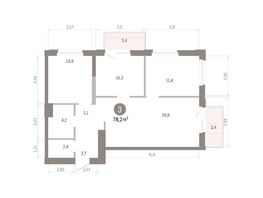 Продается 3-комнатная квартира ЖК Город на озере, 78.16  м&sup2;, 15040000 рублей