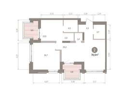 Продается 2-комнатная квартира ЖК Европейский берег, дом 32, 78.57  м&sup2;, 14950000 рублей