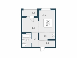 Продается 2-комнатная квартира ЖК Цветной бульвар, дом 4 сек 1, 42.7  м&sup2;, 6050000 рублей