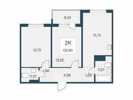 Продается 2-комнатная квартира ЖК Эко-квартал на Кедровой, дом 6, 62.9  м&sup2;, 8620000 рублей