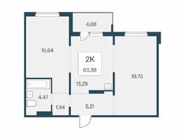 Продается 2-комнатная квартира ЖК Эко-квартал на Кедровой, дом 6, 63.38  м&sup2;, 6890000 рублей