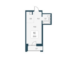 Продается Студия ЖК Расцветай на Кропоткина, дом 1, 28.6  м&sup2;, 7000000 рублей