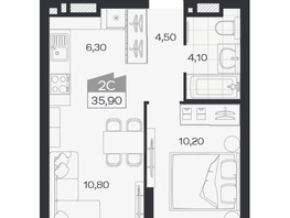 Продается 2-комнатная квартира ЖК Ясный берег, дом 33, 35.9  м&sup2;, 6914000 рублей