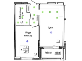 Продается 1-комнатная квартира ЖК Самоцветы, Бирюза дом 3, 41.9  м&sup2;, 6950000 рублей