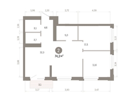 Продается 2-комнатная квартира ЖК Город на озере, 74.26  м&sup2;, 15570000 рублей