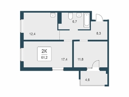 Продается 2-комнатная квартира ЖК Цветной бульвар, дом 4 сек 1, 61.2  м&sup2;, 8730000 рублей