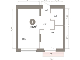 Продается 1-комнатная квартира ЖК Лебедевский квартал, д 1, 39.6  м&sup2;, 6720000 рублей