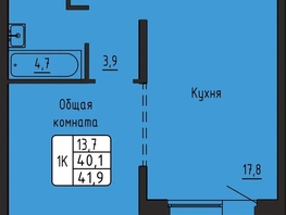 Продается 1-комнатная квартира ЖК Самоцветы, Бирюза дом 3, 41.9  м&sup2;, 6100000 рублей