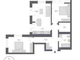 Продается 3-комнатная квартира ЖК ОСКАР, дом 1, 73.1  м&sup2;, 18300000 рублей